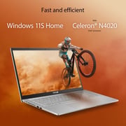 ASUS Laptop - Intel Celeron / 15.6inch FHD / 4GB RAM / 128GB SSD / Windows 11 Home / English & Arabic Keyboard / Cool Silver / Middle East Version - [X515MA-EJ862WS]