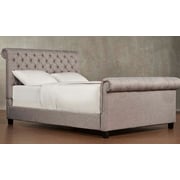 Oxford Rolled Top-Tufted Sleigh Bed Frame King with Mattress Grey