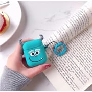Monster Case for Airpods 1&2, Cute Character Silicone 3D Funny Cartoon Airpod Cover,Soft Kawaii Fun Cool Animal Skin Kits with Carabiner,Unique Cases for Girls Kids Women Air pods (Monster Blue)