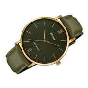 Casio Dress Green Leather Men Analog Watch MTP-VT01GL-3B