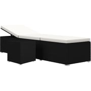 Vidaxl Sun Lounger With Cushion And Tea Table Poly Rattan Cream White Vidaxl Sun Lounger With Cushion And Tea Table Poly Rattan Cream White