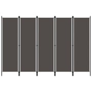 Vidaxl 5-panel Room Divider Anthracite 250x180 Cm Vidaxl 5-panel Room Divider Anthracite 250x180 Cm