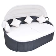 Vidaxl Outdoor Lounge Bed With Canopy Poly Rattan Black Vidaxl Outdoor Lounge Bed With Canopy Poly Rattan Black