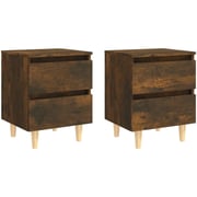 Vidaxl Bed Cabinets With Solid Wood Legs 2 Pcs Smoked Oak 40x35x50 Cm Vidaxl Bed Cabinets With Solid Wood Legs 2 Pcs Smoked Oak 40x35x50 Cm