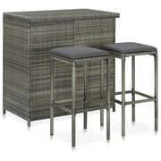 Vidaxl 3 Piece Bar Set Poly Rattan Grey Vidaxl 3 Piece Bar Set Poly Rattan Grey