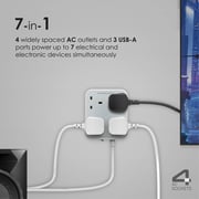 Promate Power Strip With 3250w 4 Ac Outlets, 3 Usb Ports And 2m Cord For Tv/pc, Powercord4uk-2m