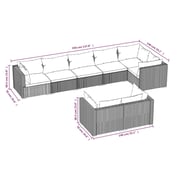 vidaXL 8 Piece Garden Lounge Set with Cushions Grey Poly Rattan vidaXL 8 Piece Garden Lounge Set with Cushions Grey Poly Rattan
