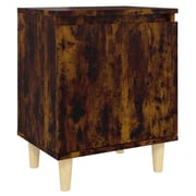 vidaXL Bed Cabinet with Solid Wood Legs Smoked Oak 40x30x50 cm