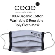 Ceae 100% Organic Cotton 3 Layer 30 Wash Reusable Face Mask (Pack of 2)