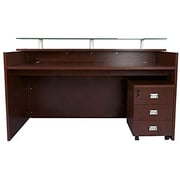 Mahmayi Vetel R07-18 Modern Reception Desk with Floating Glass Top Drawers Height Storage - 07 X 180 X 70 Cm Apple Cherry Mahmayi Vetel R07-18 Modern Reception Desk with Floating Glass Top Drawers Height Storage - 07 X 180 X 70 Cm Apple Cherry