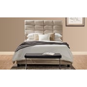 Luxurious Classic High-Profile Upholstered Bed Queen without Mattress Beige