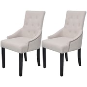vidaXL Dining Chairs 2 pcs Cream Grey Fabric vidaXL Dining Chairs 2 pcs Cream Grey Fabric