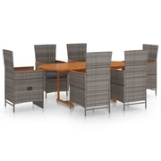 vidaXL 7 Piece Garden Dining Set Poly Rattan Grey