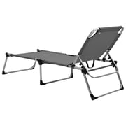 vidaXL Extra High Folding Senior Sunbed Grey Aluminium vidaXL Extra High Folding Senior Sunbed Grey Aluminium