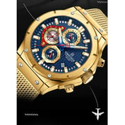 Naviforce NF8027S-GLD/BLU-Mesh Stainless Steel Chronograph Edition