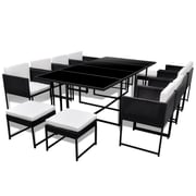Vidaxl 13 Piece Outdoor Dining Set With Cushions Poly Rattan Black Vidaxl 13 Piece Outdoor Dining Set With Cushions Poly Rattan Black