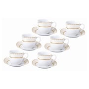 12 Pc Victoriana Porcelain Coffee Cup & Saucer Set