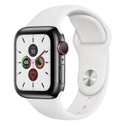 Apple Watch Series 5 GPS + Cellular 44mm Stainless Steel Case with White Sport Band