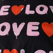 DEALS FOR LESS - Single Size, Duvet Cover, Bedding Set of 4 Pieces, Black with love Design, 1 Duvet cover + 1 Fitted bedsheet + 2 pillow covers