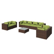 vidaXL 9 Piece Garden Lounge Set with Cushions Poly Rattan Brown vidaXL 9 Piece Garden Lounge Set with Cushions Poly Rattan Brown