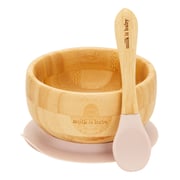 Milk It Baby, MI-BAMBDP004 Bamboo Suction Baby Bowl & Spoon Set, Dusty Pink