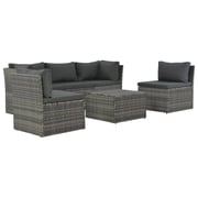 Vidaxl 4 Piece Garden Lounge Set With Cushions Poly Rattan Grey Vidaxl 4 Piece Garden Lounge Set With Cushions Poly Rattan Grey
