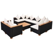 Vidaxl 9 Piece Garden Lounge Set With Cushions Poly Rattan Black Vidaxl 9 Piece Garden Lounge Set With Cushions Poly Rattan Black