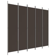 vidaXL 5-Panel Room Divider Brown 250x220 cm Fabric vidaXL 5-Panel Room Divider Brown 250x220 cm Fabric