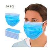 Pack Of 50 Disposable 3-Ply Face Mask Blue/White
