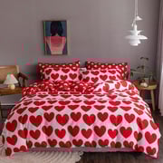 DEALS FOR LESS - Queen/Double Size, Duvet Cover, Bedding Set of 6 Pieces, Red Heart Design, 1 Duvet cover + 1 bedsheet + 4 pillow covers. DEALS FOR LESS - Queen/Double Size, Duvet Cover, Bedding Set of 6 Pieces, Red Heart Design, 1 Duvet cover + 1 bedsheet + 4 pillow covers.