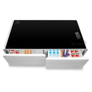 evvoli Smart Touch Table With Two Refrigerating Doors, Bluetooth, Music Player, USB Charger, AUX, White EVRFS-130LW