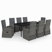 vidaXL 9 Piece Garden Dining Set with Cushions Grey vidaXL 9 Piece Garden Dining Set with Cushions Grey
