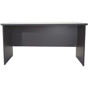 Mahmayi Grigio 120 Plain Office Desk - Grey Executive Office Table with 2 Grommets for Wire Management - Round Edge Profile Mahmayi Grigio 120 Plain Office Desk - Grey Executive Office Table with 2 Grommets for Wire Management - Round Edge Profile