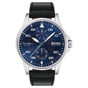 Hugo Boss Aviator Watch For Men with Black Leather Strap
