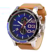 Diesel Men's Blue Dial Leather Band Chronograph Watch - DZ4322