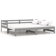 Vidaxl Pull-out Day Bed Grey Solid Pinewood 2x Vidaxl Pull-out Day Bed Grey Solid Pinewood 2x