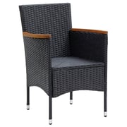 vidaXL 9 Piece Garden Dining Set with Cushions Poly Rattan Black vidaXL 9 Piece Garden Dining Set with Cushions Poly Rattan Black