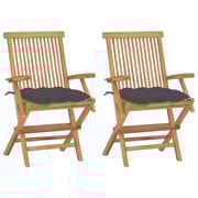 vidaXL Garden Chairs with Anthracite Cushions 2 pcs Solid Teak Wood vidaXL Garden Chairs with Anthracite Cushions 2 pcs Solid Teak Wood
