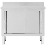 vidaXL Work Table with Sliding Doors 100x50x(95-97) cm Stainless Steel vidaXL Work Table with Sliding Doors 100x50x(95-97) cm Stainless Steel
