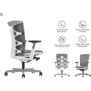 Navodesk Icon Chair, Premium Ergonomic Gaming & Office Chair (Grey Mesh, White Frame)