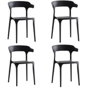 Mahmayi Modern Dining Chairs Modern Chair (4ps),hotel/negotiation/cafe,full Plastic Horn Chair Suitable For Living Room, Bedroom And Kitchen (color : Black Size : 43x42x76cm, No Installation Required