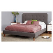 Garbo Mid Century Upholstered King Bed without Mattress Grey
