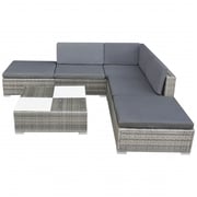 Vidaxl 6 Piece Garden Lounge Set With Cushions Poly Rattan Grey Vidaxl 6 Piece Garden Lounge Set With Cushions Poly Rattan Grey