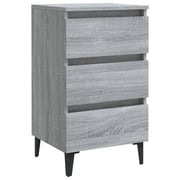 Vidaxl Bed Cabinets With Metal Legs 2 Pcs Grey Sonoma 40x35x69 Cm Vidaxl Bed Cabinets With Metal Legs 2 Pcs Grey Sonoma 40x35x69 Cm