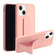 Margoun case for iPhone 14 with Hand Grip Foldable Magnetic Kickstand Wrist Strap Finger Grip Cover 6.1 inch Light Pink