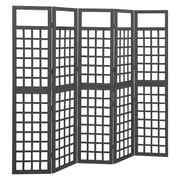 Vidaxl 5-panel Room Divider/trellis Solid Fir Wood Black 201.5x180 Cm Vidaxl 5-panel Room Divider/trellis Solid Fir Wood Black 201.5x180 Cm