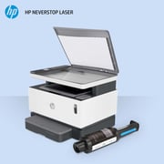 HP Neverstop Laser 1200W Wireless, Print, Scan, Copy, Automated Document Feeder, Mono Printer, Toner preloaded to print up to 5000 pages - White [4RY26A]