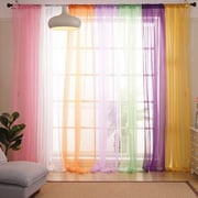Sheer Window Curtain Set of 2pcs Purple Color
