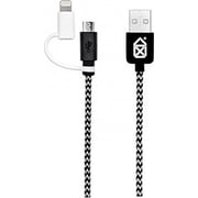 Case Scenario CSCSCAB2UL02 Fabric 2in1 Fabric Micro USB/ Lightning Cable 1.20m Black/White Case Scenario CSCSCAB2UL02 Fabric 2in1 Fabric Micro USB/ Lightning Cable 1.20m Black/White
