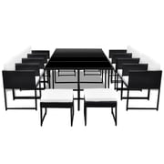 Vidaxl 13 Piece Outdoor Dining Set With Cushions Poly Rattan Black Vidaxl 13 Piece Outdoor Dining Set With Cushions Poly Rattan Black